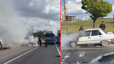 Şanlıurfa'da seyir halindeki otomobil alev alev yandı