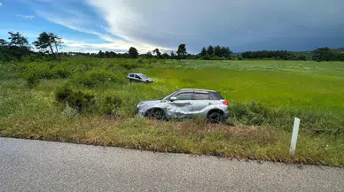 Çanakkale Ayvacık'ta kaza : Otomobil savruldu, sürücü yaralandı
