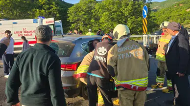 Bingöl'de kaza : Otomobil kaldırıma çarptı, 4 kişi yaralandı