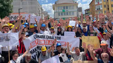 Maaşlarını alamayan maden işçilerinden yürüyüş eylemi