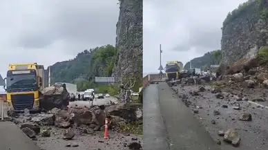 Artvin'de heyelan : Bir tırda maddi hasar oluştu