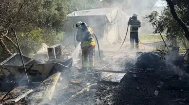 Hatay'da alevler çadır ve bahçeyi küle çevirdi