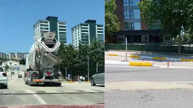 Elazığ'da beton mikserden yola harç döküldü