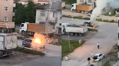 Elazığ'da park halindeki araçta yangın