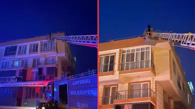 Çanakkale'de 4 katlı apartmanda yangın paniği