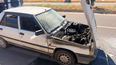 Adıyaman'da seyir halindeki otomobilde yangın çıktı