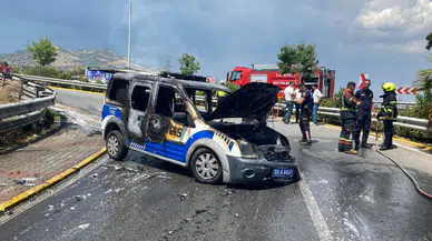 Aydın Efeler'de polis aracında yangın : Araç kullanılamaz hale geldi