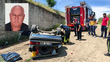 Tekirdağ'da otomobilin menfeze uçtuğu kazada sürücü öldü