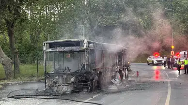 Beykoz'da seyir halindeki İETT otobüsünde yangın