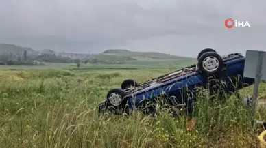 Çorum'da otomobil takla attı, 4 kişi yaralandı