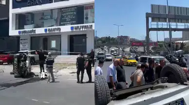 Avcılar E-5 Karayolu'nda kaza : Araç yan yola uçtu