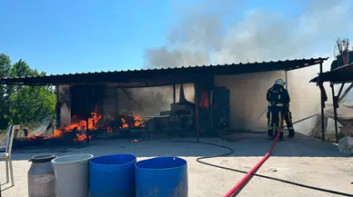 Antalya'da besiciye ait konteyner alev alev yandı
