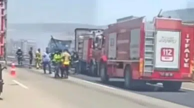Gaziantep'te seyir halindeki tır alevlere teslim oldu