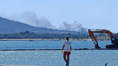 Cunda Adası'nda korkutan yangın : Alevler ormanlık alana sıçradı