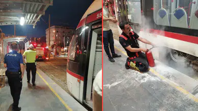 Samsun'da tramvayda yangın paniği : Yolcular tahliye edildi