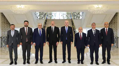 Bakü'de Azerbaycan Cumhurbaşkanı Aliyev TBMM Başkanı Kurtulmuş'u kabul etti