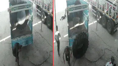 Siirt'te şişirilen kamyon lastiği patladı : 2 yaralı