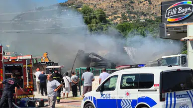 Bodrum'da yapı marketin deposu alev alev yandı : 1 yaralı
