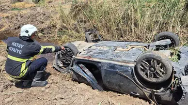 Hatay Kırıkhan'da takla atan otomobil hurdaya döndü : Sürücü yaralandı