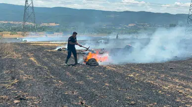 Çanakkale Çan'da tarım arazisinde yangın : Ekipler kontrol altına aldı