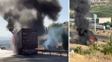 Mersin'de 24 ton çikolata yüklü tır alev alev yandı