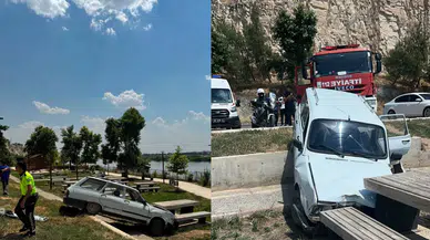 Şanlıurfa'da otomobil millet bahçesine uçtu, 1 kişi yaralandı