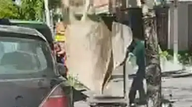 Erzurum'da binanın 7'nci katından düşen halı mağaza çalışanının üzerine düştü