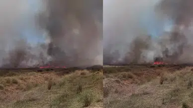 Denizli Acıpayam'da tarlada yangın çıktı