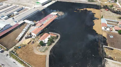 Konya Karatay’da ekili tarla alev alev yandı