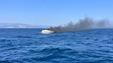 Didim açıklarında teknede yangın : 2 kişi denizden kurtarıldı, tekne battı
