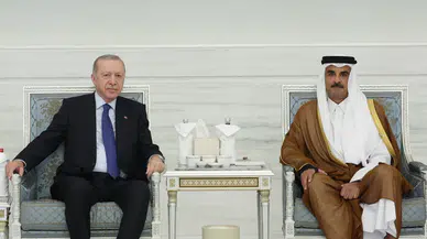 Cumhurbaşkanı Erdoğan, Katar Emiri Al Thani ile bir arada