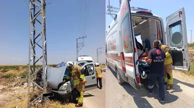 Hatay Reyhanlı'da araç elektrik direğine çarptı : 3 yaralı