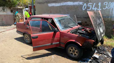 Aydın Nazilli'de otomobil yangını : Tofaş marka araç küle döndü