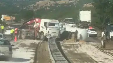 Malatya - Adıyaman yolunda yakıt tankeri devrildi