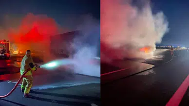 Hatay'da tır dorsesinde yangın : Alevler büyümeden söndürüldü