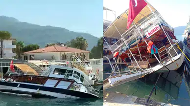 Muğla'da tur teknesi su alıp yan yattı