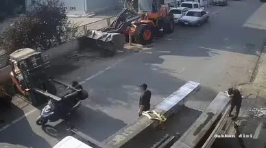 Tekirdağ'da motosikletli forkliftin demir ayaklarına çarptı