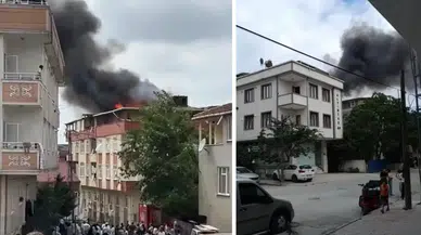 Arnavutköy’de korkutan yangın : Tüp parladı, çatı alev alev yandı