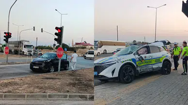 Mersin'de otomobil polis aracına çarptı : Biri polis, 2 kişi yaralandı