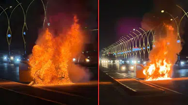 Ankara'da seyir halindeki otomobil alev topuna döndü
