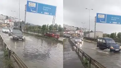 Zonguldak Alaplı'da yağış etkisi : Sürücüler zor anlar yaşadı