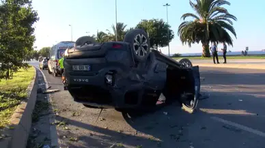 Kartal Sahil Yolu'nda kaza : Otomobil ağaca çarparak takla attı