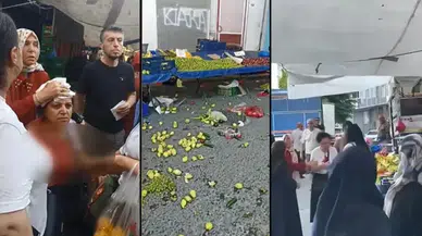 Beyoğlu'nda pazarcı müşterinin başına kalas attı