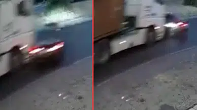 Mersin'de feci kaza : Tırın çarptığı araç metrelerce sürüklendi