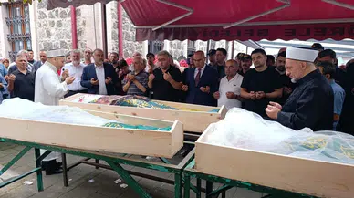 Giresun'da selde hayatını kaybeden anne ve 2 kızı defnedildi