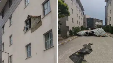 Van'da fırtına koptu : KYK yurdunun çatısı uçtu