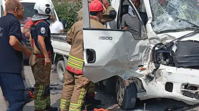 Hatay’da tırla çarpışan kamyonet hurdaya döndü : 3 kişi araçta sıkıştı