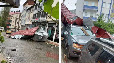 Artvin Şavşat'ta fırtına çatıyı uçurdu : Park halindeki pikap hasar gördü
