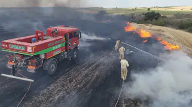 Edirne'de anız yangını köylerde paniğe neden oldu