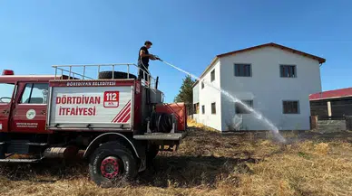 Bolu'da kereste fabrikasının yakınında yangın